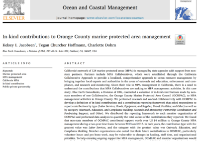 In-kind contributions to Orange County marine protected area management