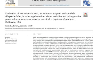 Evaluation of two outreach tools, an educator program and a mobile tidepool exhibit, in reducing deleterious visitor activities and raising marine protected area awareness in rocky intertidal ecosystems of southern California, USA