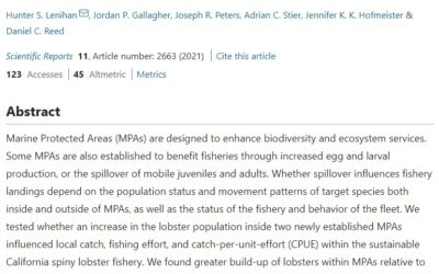 Evidence that spillover from Marine Protected Areas benefits the spiny lobster (Panulirus interruptus) fishery in southern California