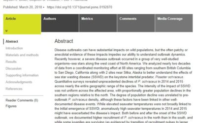 Large-scale impacts of sea star wasting disease (SSWD) on intertidal sea stars and implications for recovery.