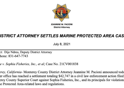 Monterey County District Attorney Settles Marine Protected Area Case