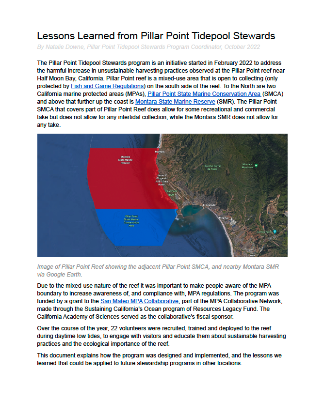 Lessons Learned from Pillar Point Tidepool Stewards