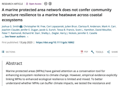 A marine protected area network does not confer community structure resilience to a marine heatwave across coastal ecosystems