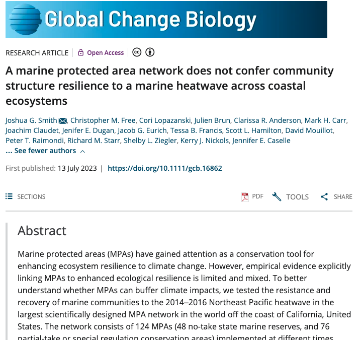 A marine protected area network does not confer community structure resilience to a marine heatwave across coastal ecosystems
