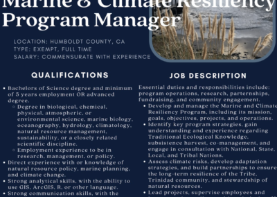 Trinidad Rancheria is hiring a Marine & Climate Resiliency Program Manager