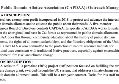 Job Announcement: CAPDAA Outreach Manager